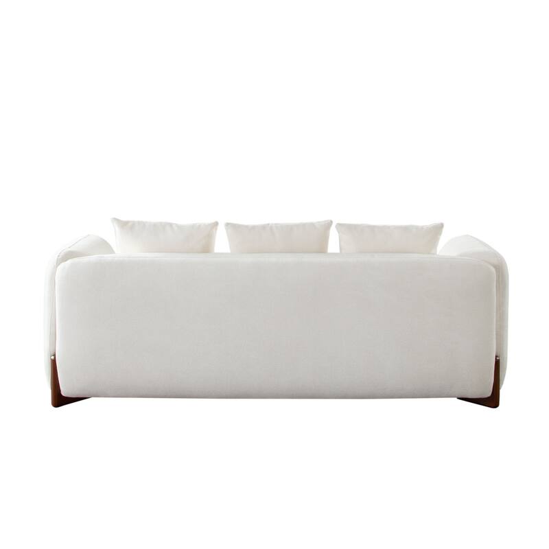 Kiol Sofa, 3 Accent Pillows, White Padded Polyester Seating, 88 Inch