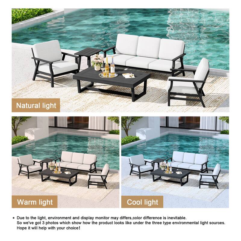 5-Piece Teak Outdoor Conversation Set with Tables.
