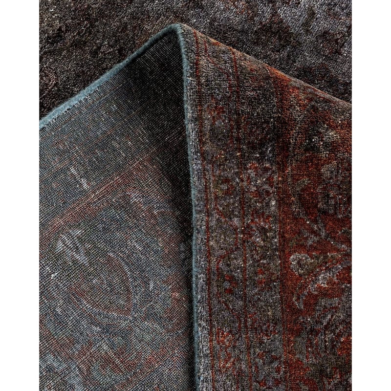 Overton Hand Knotted Wool Vintage Inspired Modern Contemporary Overdyed Gray Area Rug - 8' 4" x 10' 4"