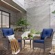 preview thumbnail 59 of 91, Outdoor Patio Furniture Set Brown Wicker Patio Conversation Seating Sets 3 Piece - Navy Blue