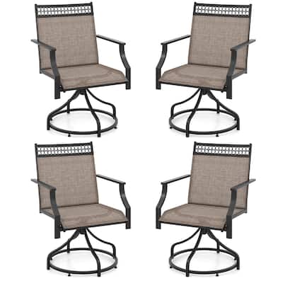 Costway Patio Swivel Dining Chairs Set of 4 with Quick-Drying Fabric - 4 PCS