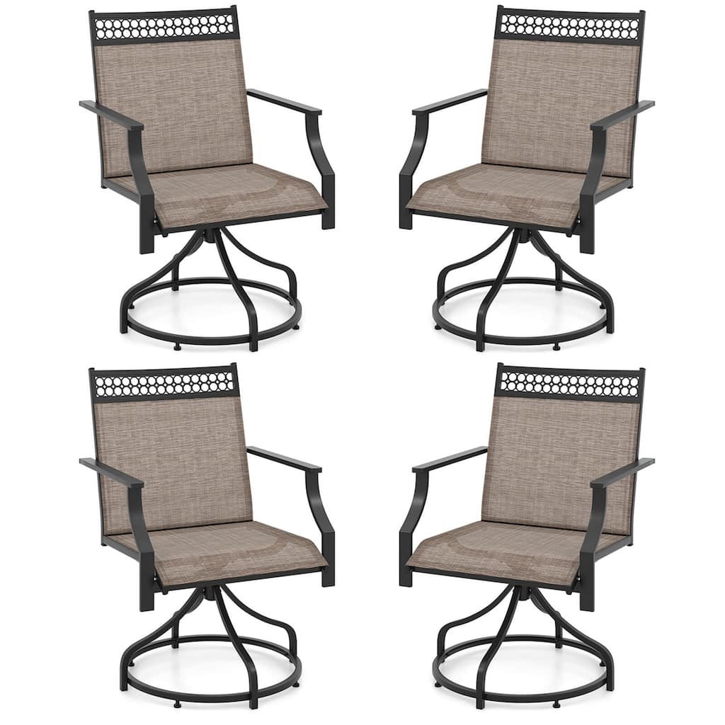 Costway Patio Swivel Dining Chairs Set of 4 with Quick-Drying Fabric - 4 PCS