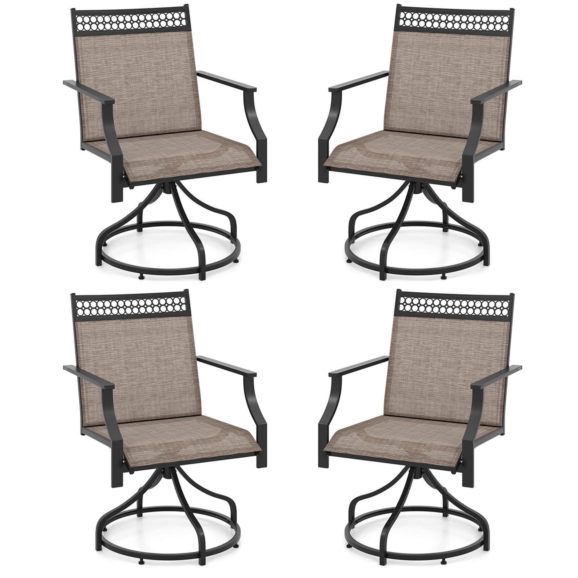 Costway Patio Swivel Dining Chairs Set of 4 with Quick-Drying Fabric - 4 PCS