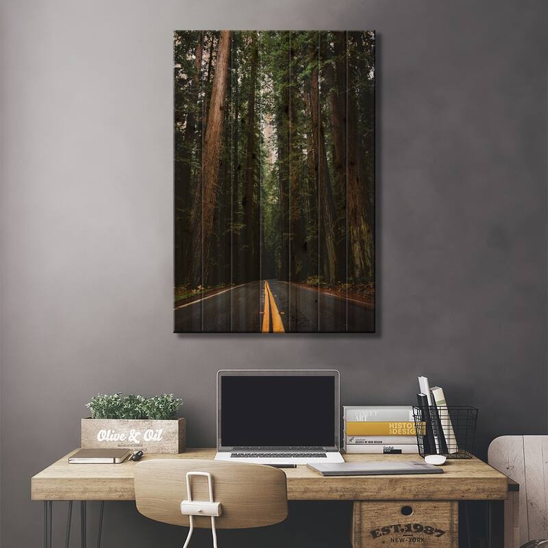 Forest Road, Redwood National Park, California Print On Wood by Nature Magick - Multi-Color