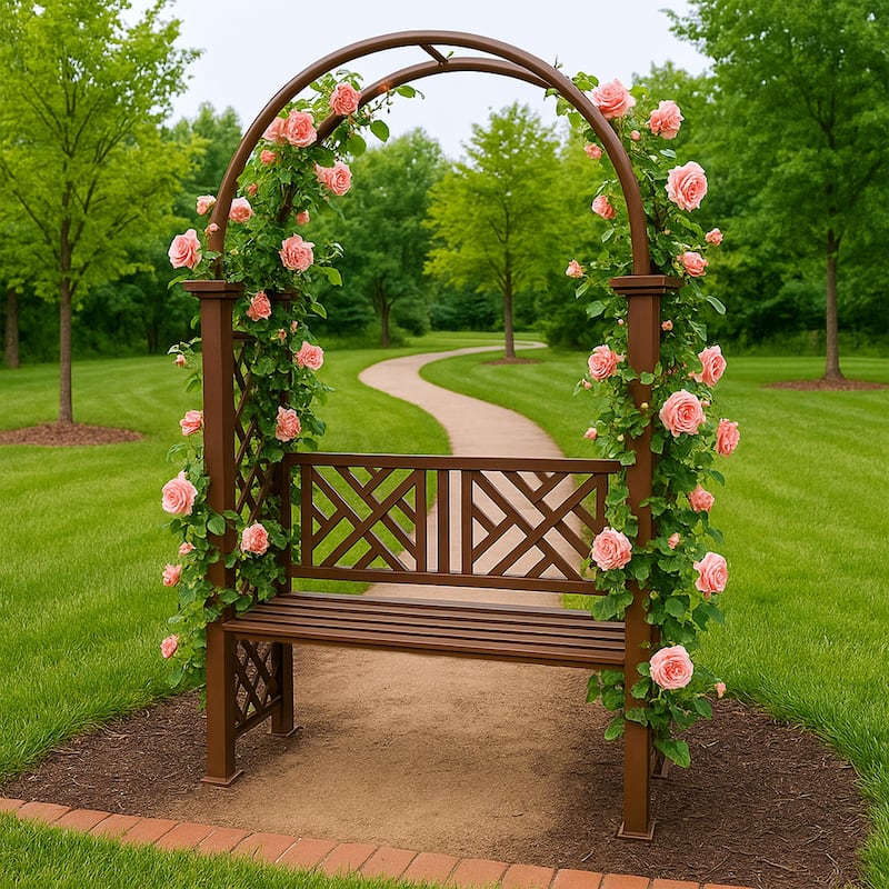 Aluminum Garden Arch with 2-Seater Bench
