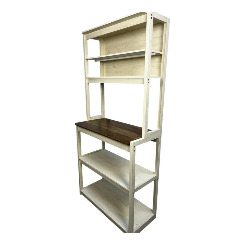 31.5" 5-Tier Bakers Rack for Kitchen with Storage, Coffee Bar, Kitchen Shelves, Microwave Stand - Brown+White