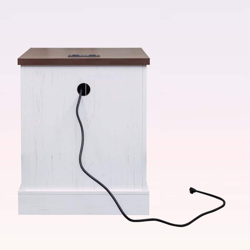 Farmhouse End Table with Charging Station