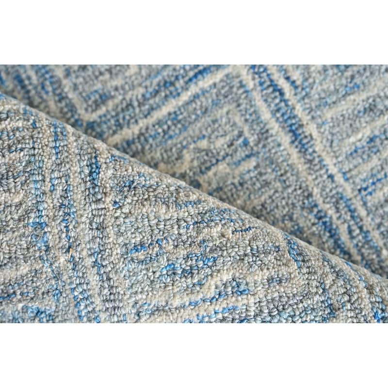 Exquisite Rugs Naturals Handmade Hand-tufted New Zealand Wool on Canvas Blue/Ivory Area Rug