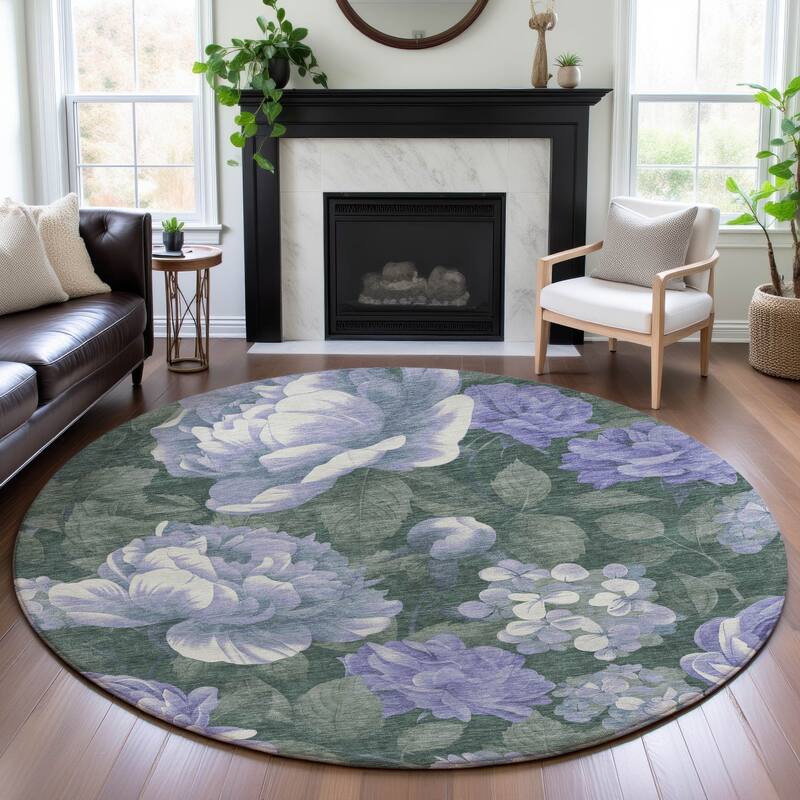 Premium Washable Super Soft Floral Mayfield Rug - Lavender - 8' x 8'