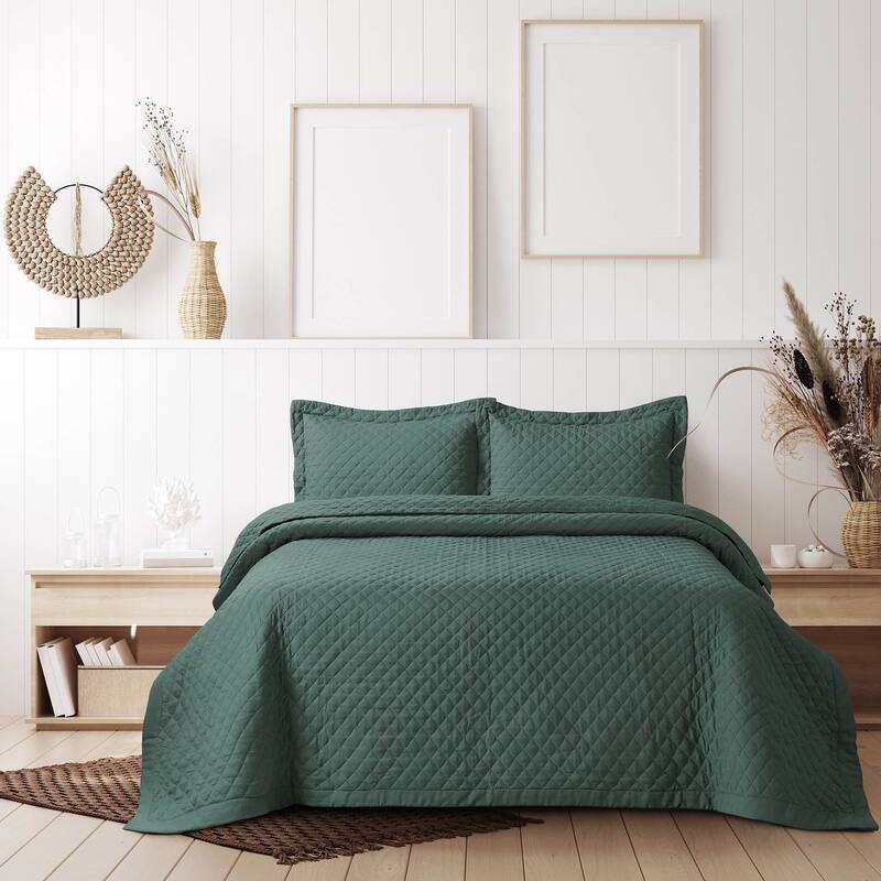 Brisbane Solid Oversized Quilt Set - Atlantic - Twin