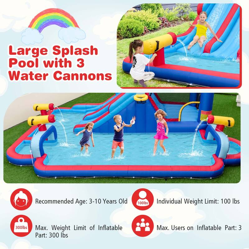 Costway Inflatable Water Slide Park Kids Bounce House Splash Pool - See Details