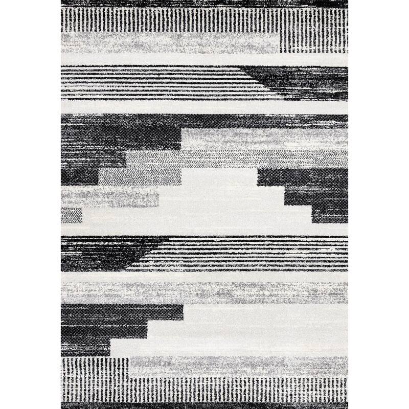 HomeRoots Striped Modern Rectangle Area Rug - 5' X 8'