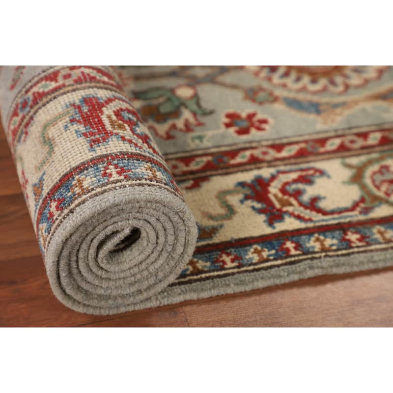 Geometric Kazak Oriental Runner Rug Handmade Hallway Wool Carpet - 2'2" x 6'1"