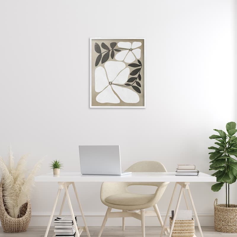 Stupell Oblong Boho Flowers Framed Giclee Art Design By Victoria Barnes