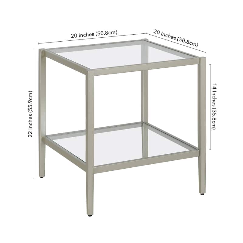 Hera 20" Wide Square Side Table with Mirror Shelf - 20" Wide
