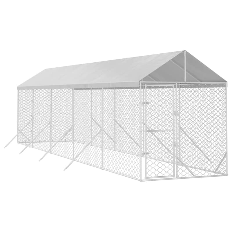 vidaXL Outdoor Dog Kennel with Roof Silver Galvanized Steel