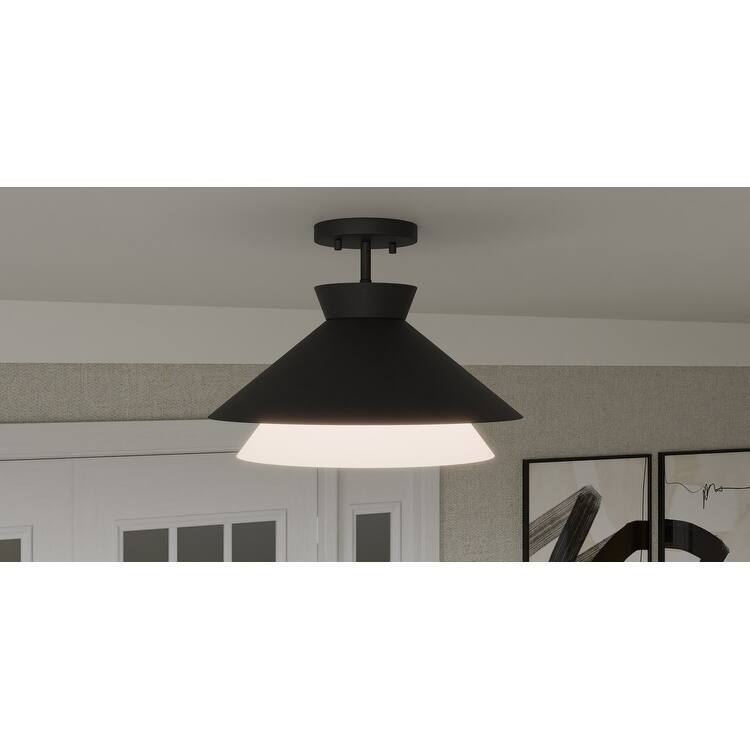 Matte Black One Light Semi Flush Mount from the Quoizel Semi-Flush Mount Collection