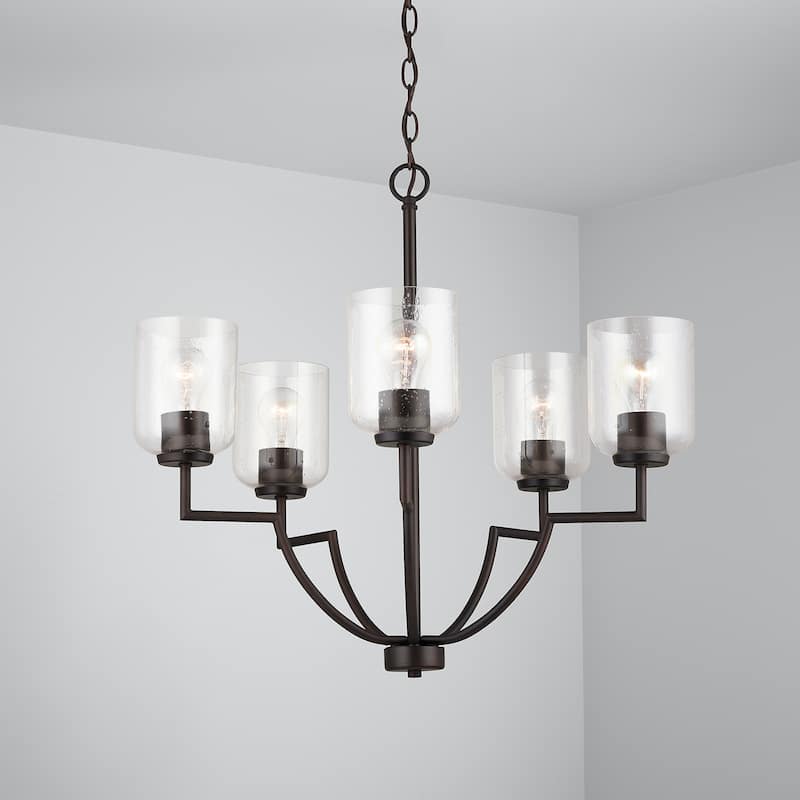 Carter 5-light Chandelier w/ Clear Seeded Glass