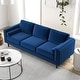 preview thumbnail 4 of 5, Flavia Mid-Century Modern Pillow Back Velvet Sofa in Blue - 33" x 88" x 34"