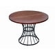preview thumbnail 4 of 6, Oak Veneer 42 Round Dining Table Solid Wood Look Top Heavy Duty Wrought Iron Pedestal Compact Kitchen Rustic Modern