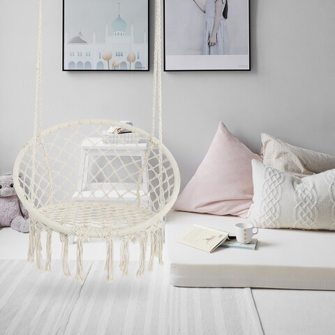 47.2 in. Indoor/Outdoor Macrame Hammock Swing Chair