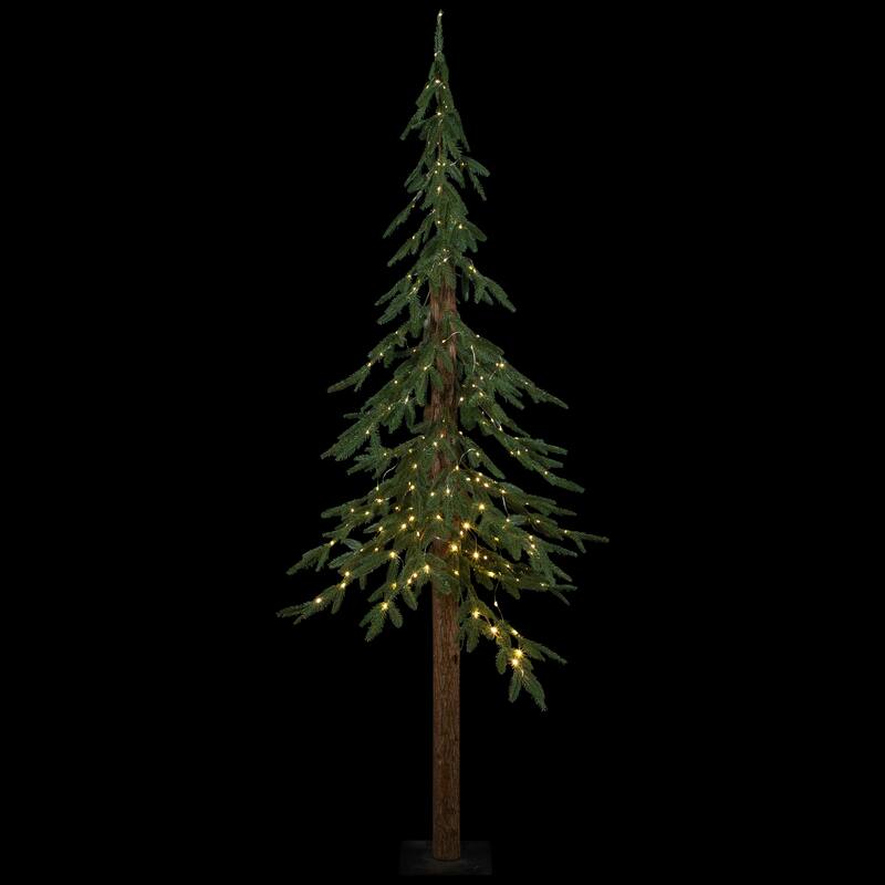 Pre-Lit Medium Alpine Artificial Christmas Tree - 6' - Clear LED Lights - 6 Foot