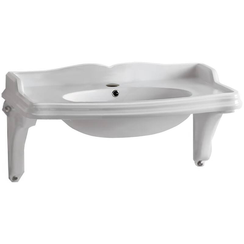 Whitehaus AR874-MNSLEN-1H Isabella 40-1/2" Oval Vitreous China Wall - White