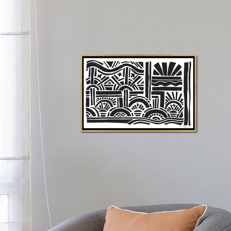 iCanvas "Geometric Sunburst" by Statement Goods Framed Canvas Print