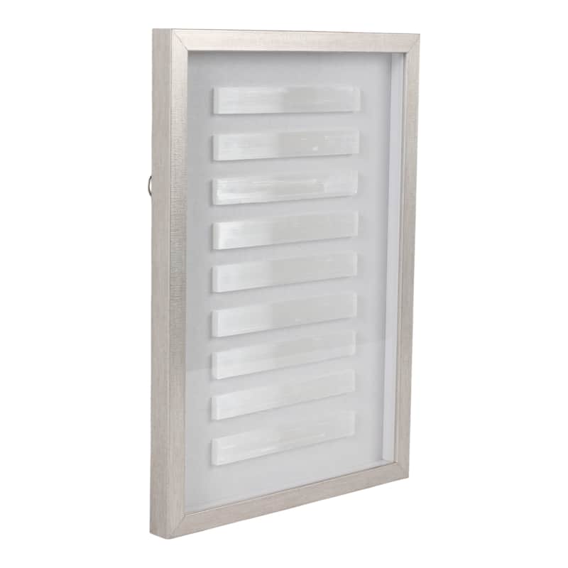 Selenite Stone Decorative Wall Art Shadowbox Casual Design - 20" White