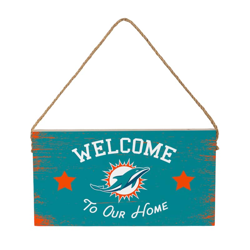 Miami Dolphins Wooden Door Decor Wall Sign - Multi-Color