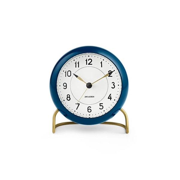 slide 2 of 9, Arne Jacobsen Station Table Clock, Ø: 4.3" Teal