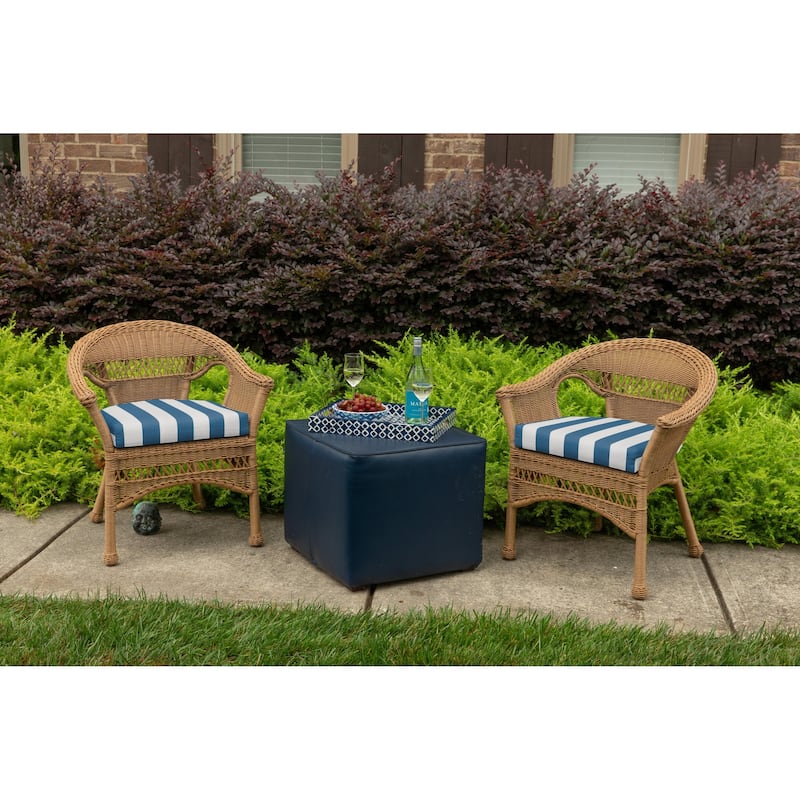 Sunbrella® Stripe Fabric 1-Piece Indoor/Outdoor Wicker Seat Pad, 18"W x 18"L