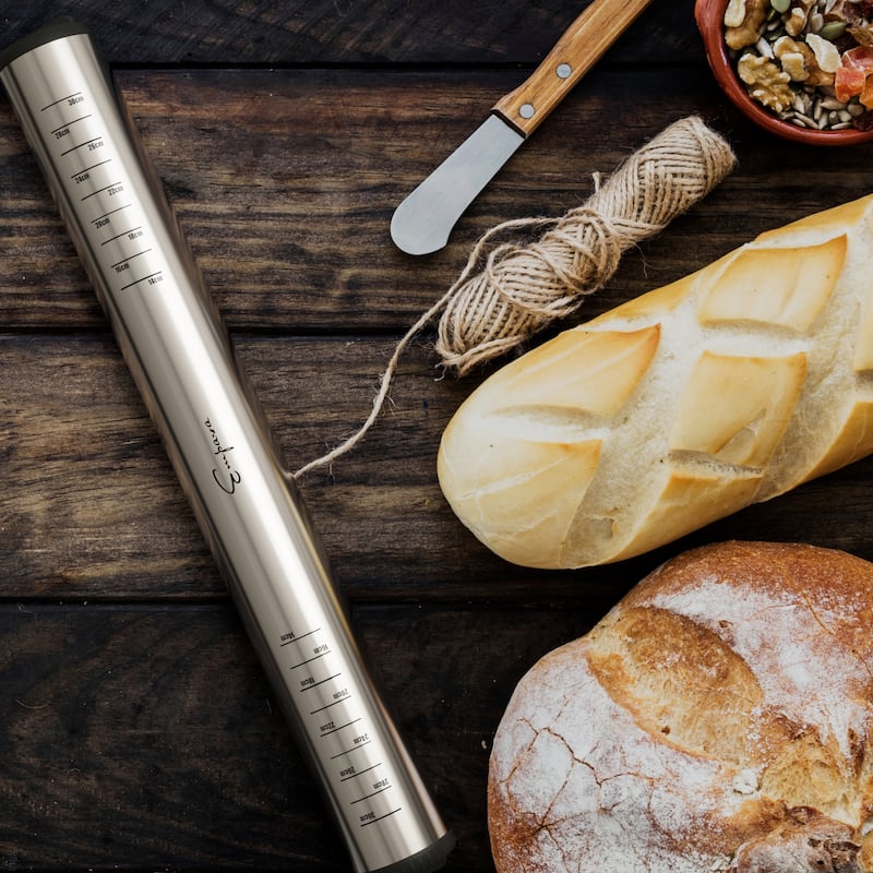 Self-Cooling Stainless Steel Rolling Pin with Flour and Water Container