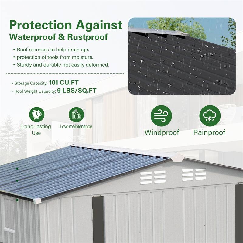 6X3.5FT Metal Storage Shed,Tool Shed with Peaked Roof Waterproof