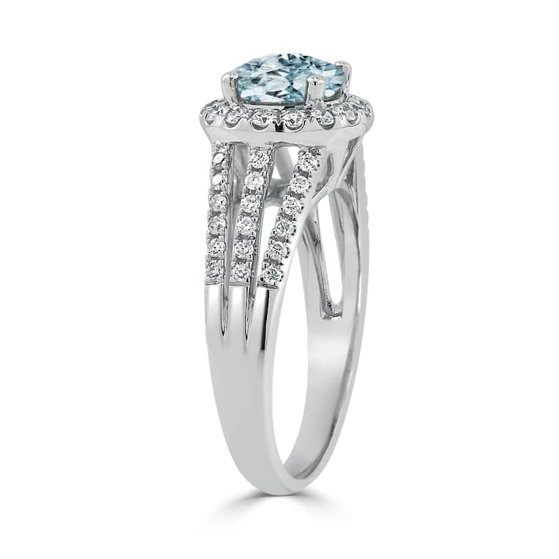 Auriya Modern 1 1/3ct Aquamarine and Halo Diamond Engagement Ring 1/2cttw 14k Gold