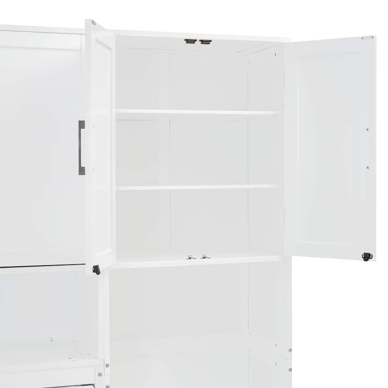 Twin Size Murphy Wall Bed with Closet, Drawers, and Desk, Space-Saving Storage Solution