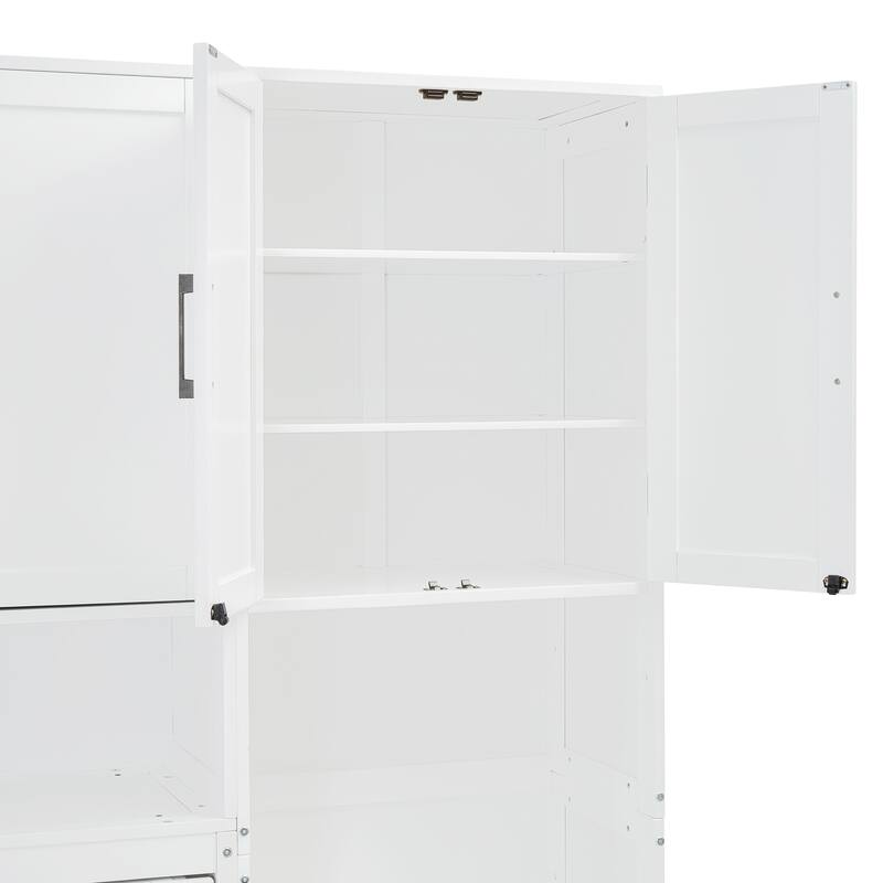 Twin Size Wall-Mounted Murphy Bed with Built-In Closet, Storage Drawers, and Desk - Multifunctional Design