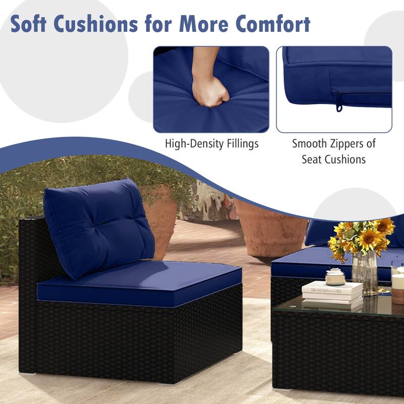 Costway 5 Piece Outdoor Furniture Set with Seat & Back Cushions - See Details