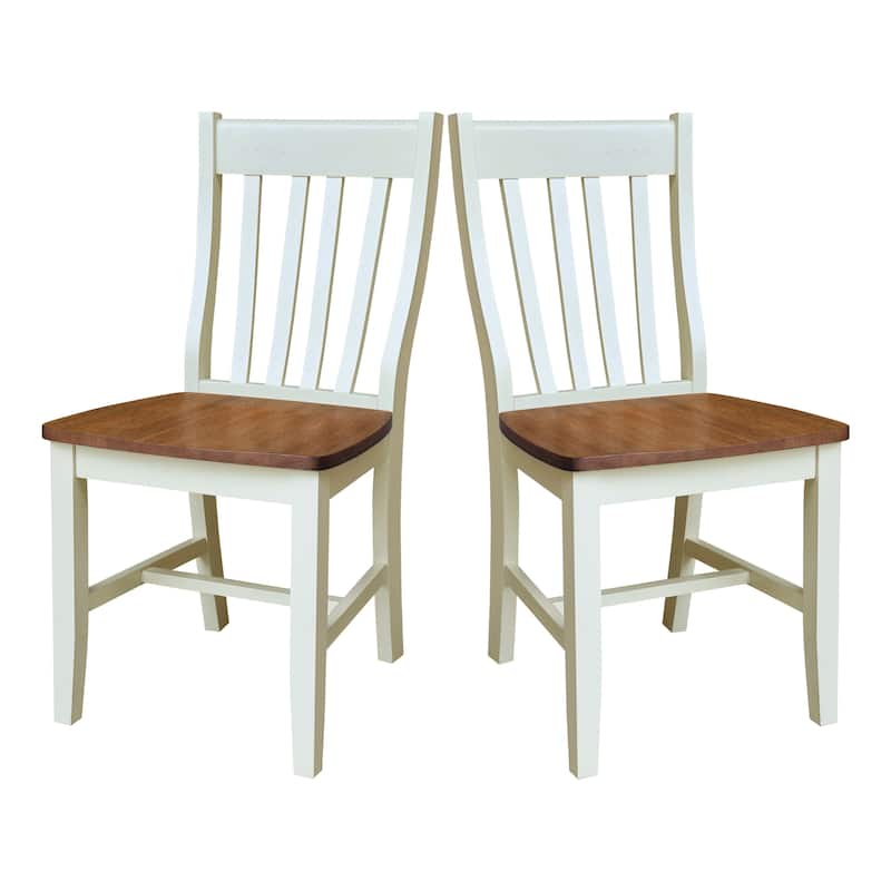 Copper Grove Quince Solid Wood Schoolhouse Chairs, Set of 2 - Hickory/Shell