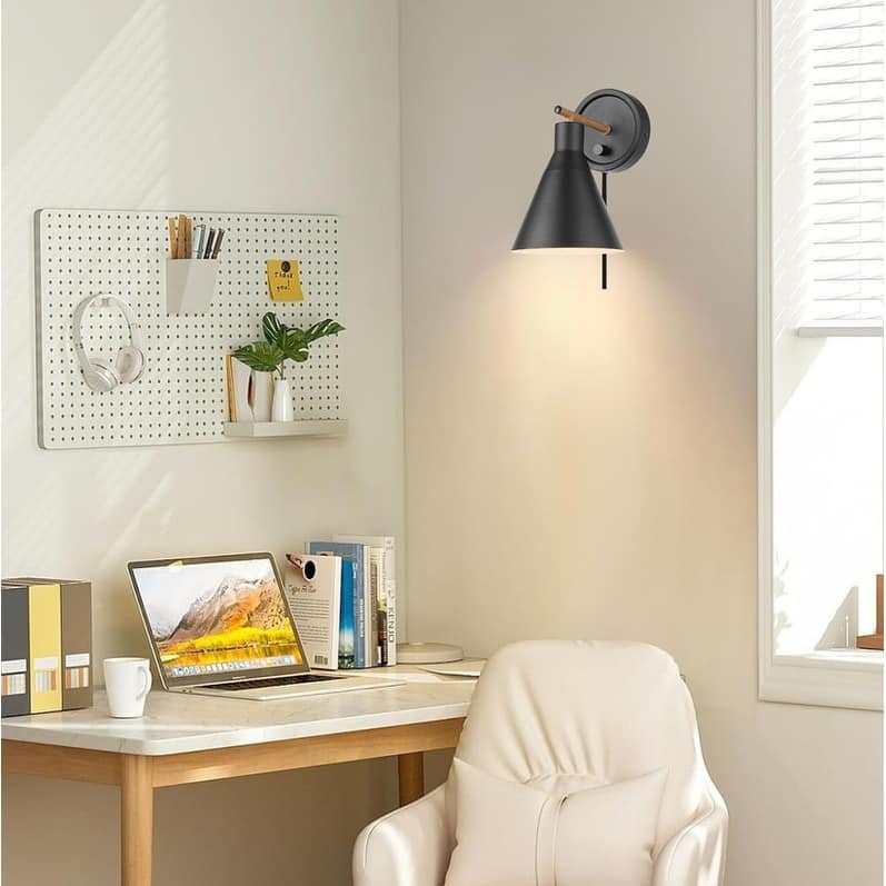 1 Light plug in wall sconce matte black, tristan sconce light metal wall lighting