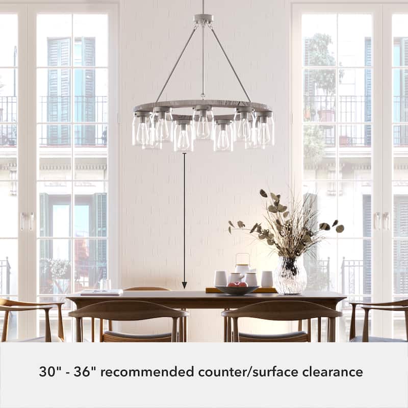 Hunter Devon Park 9-Light Chandelier, Wagon Wheel - Dining Room - Rustic, Farmhouse, Clear Glass