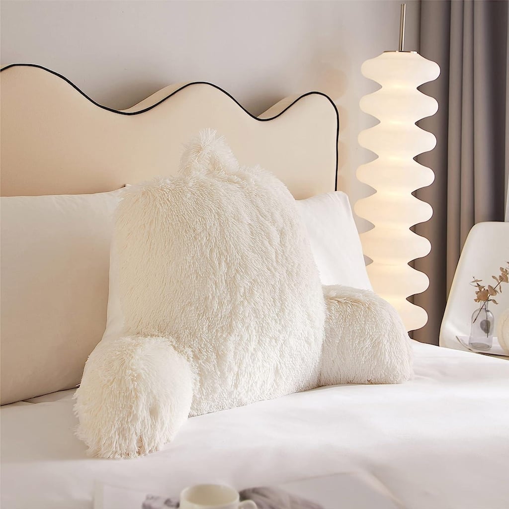 Urban Shop Decorative and Supportive Backrest Bed Pillow, Ivory