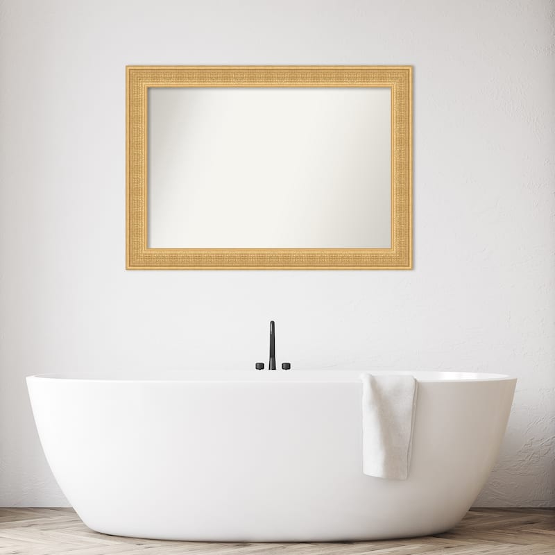 Trellis Non-Beveled Wood Framed Bathroom Vanity Wall Mirror - Trellis Gold