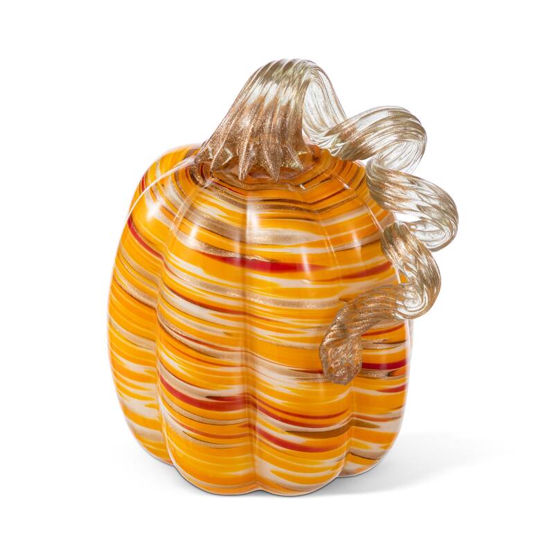 Glitzhome Fall Multi Stripes Glass Pumpkin or Gourd