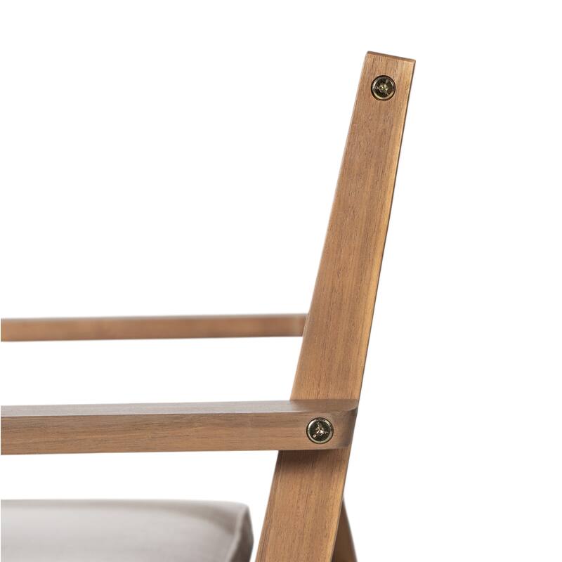 Patio Dining Chair Set Of 2-Sturdy Acacia Wood, Comfortable Waterproof Seating, 400 Lbs Capacity