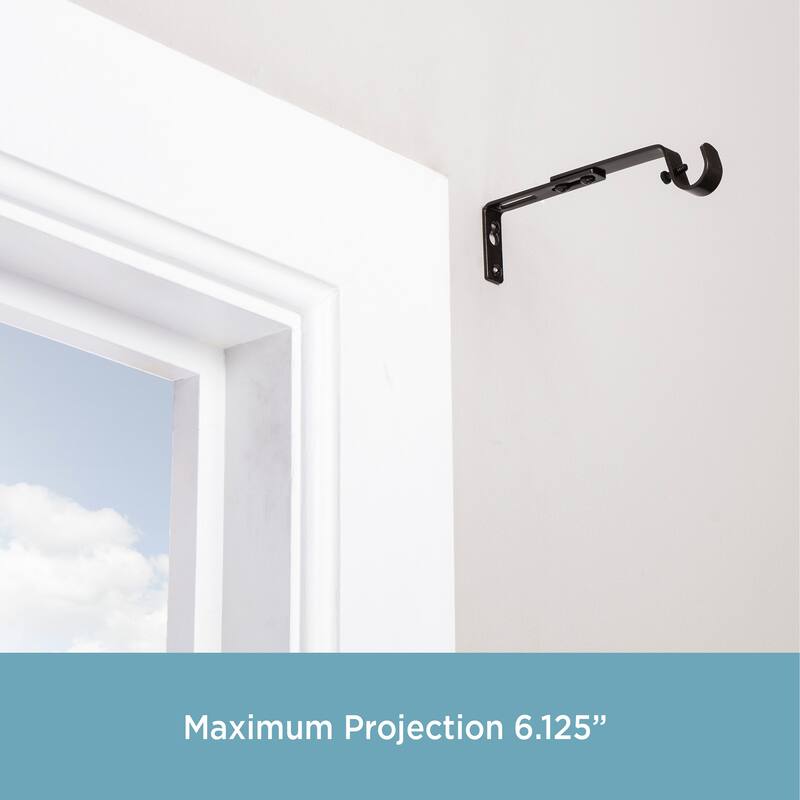 Kenney® 3/4" Adjustable 4.5-6.125" Curtain Rod Mounting Brackets, Set of 2, Black