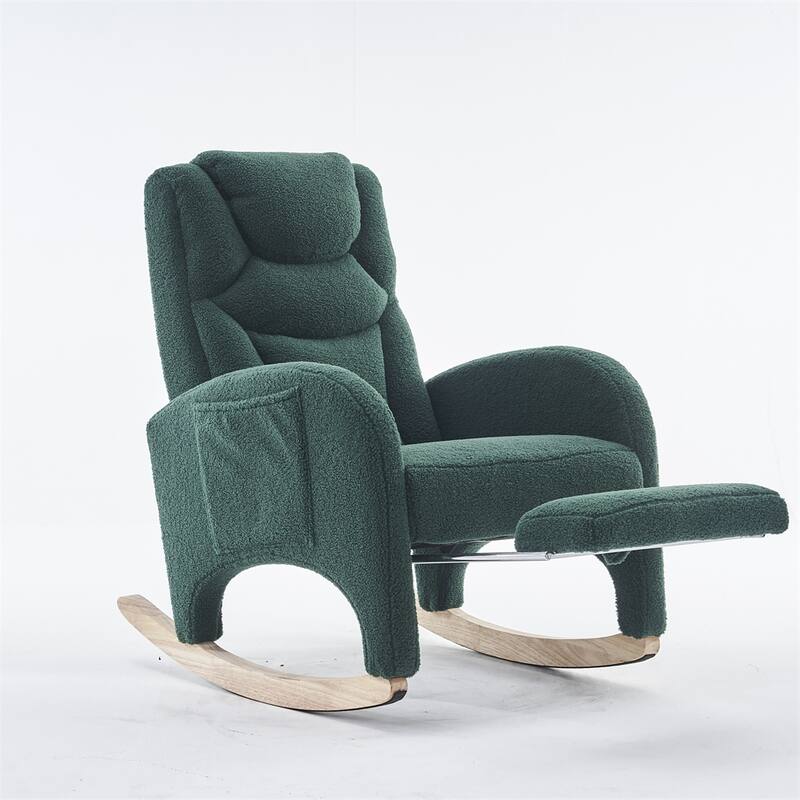 Ergonomic Fabric Nursery Rocking Chair With Adjustable Footrest