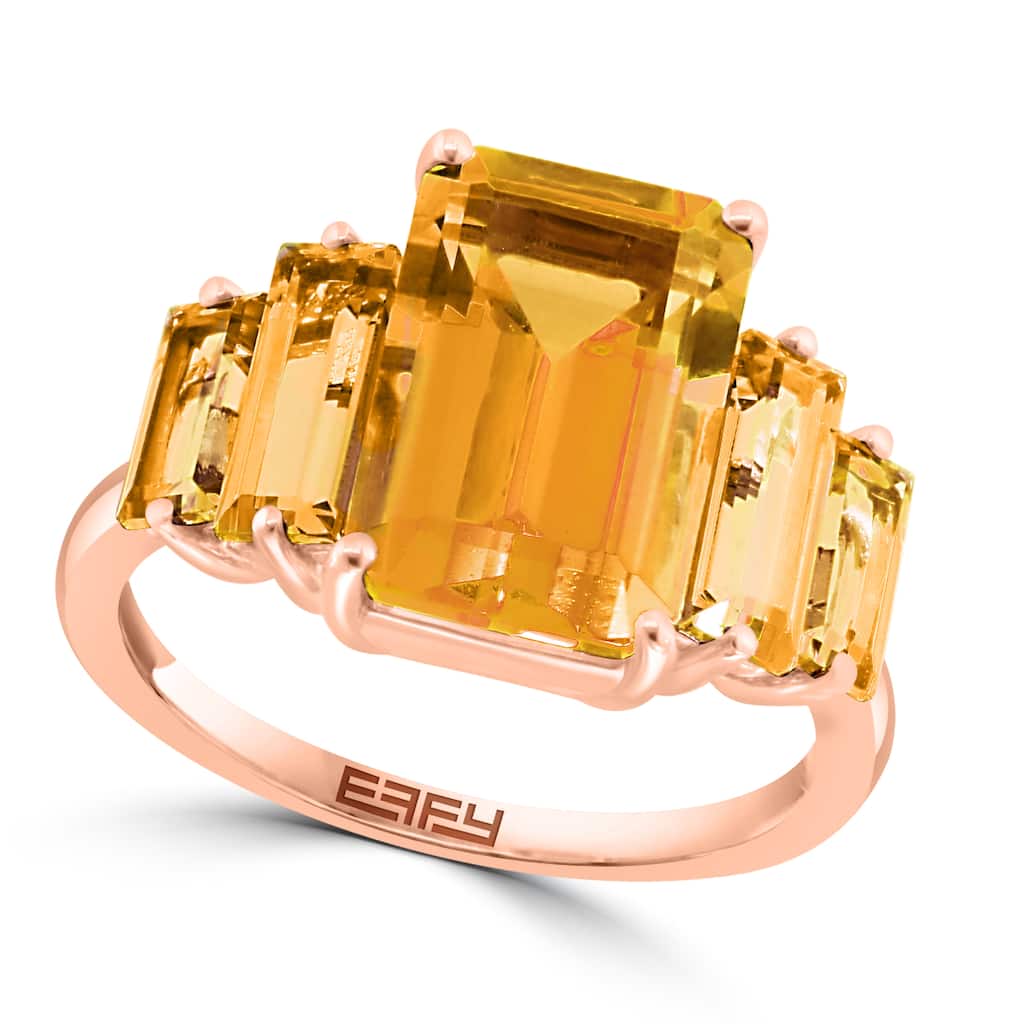 EFFY 14K Gold ,Emerald Cut Citrine Ring