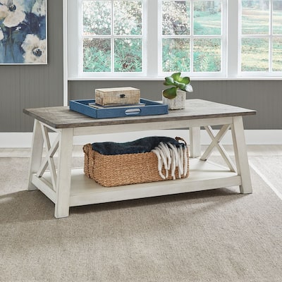 Laurel Bluff Antique White Dust Gray Rectangular Cocktail Table
