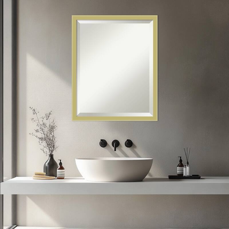 Incline Beveled Wood Framed Bathroom Vanity Wall Mirror